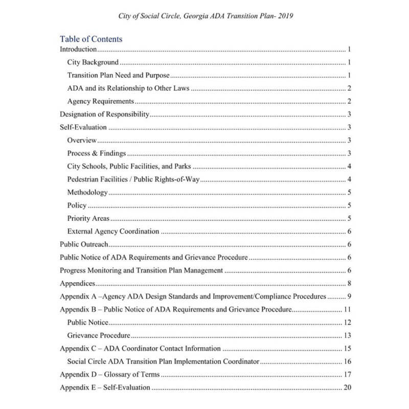 City of Social Circle ADA Transition Plan Keck & Wood Civil Engineers